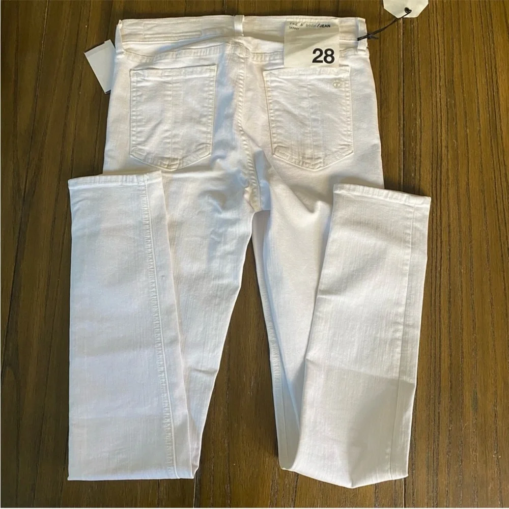 Rag and Bone mid rise white skinny jeans